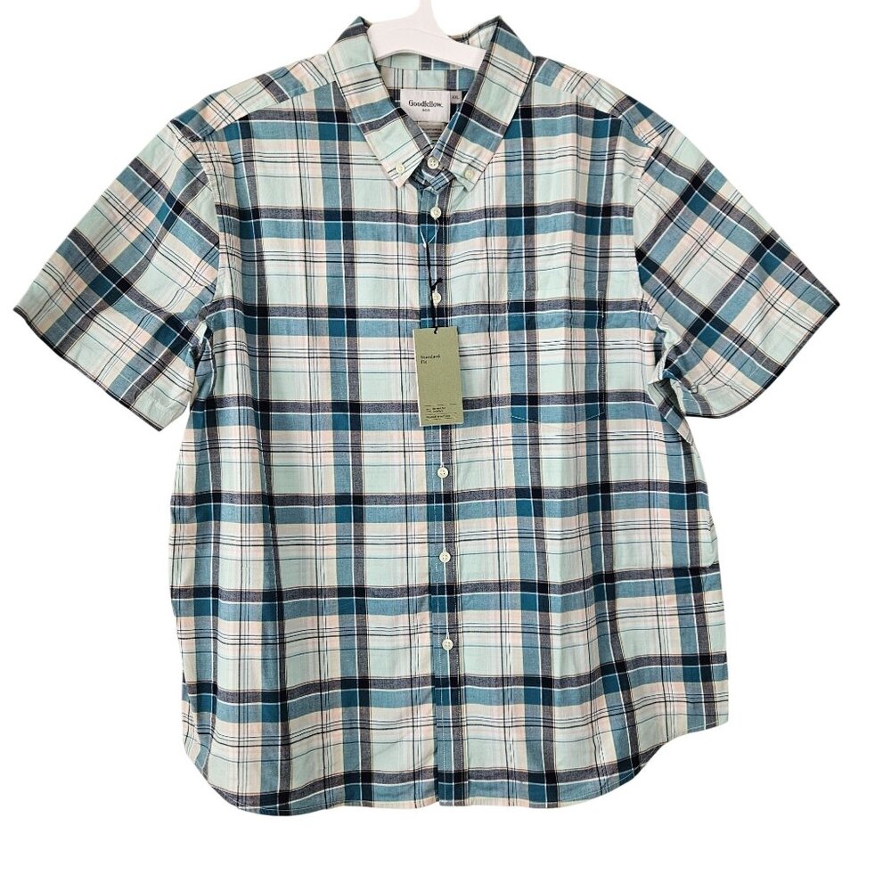Goodfellow & Co Mens Standard Fit Plaid Short Sleeve Shirt Size XXL Casual